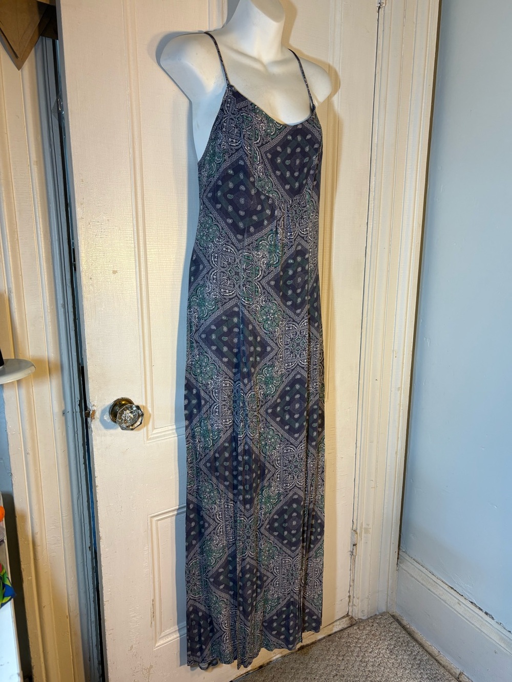 Volcom vintage blue bandana print slip dress small